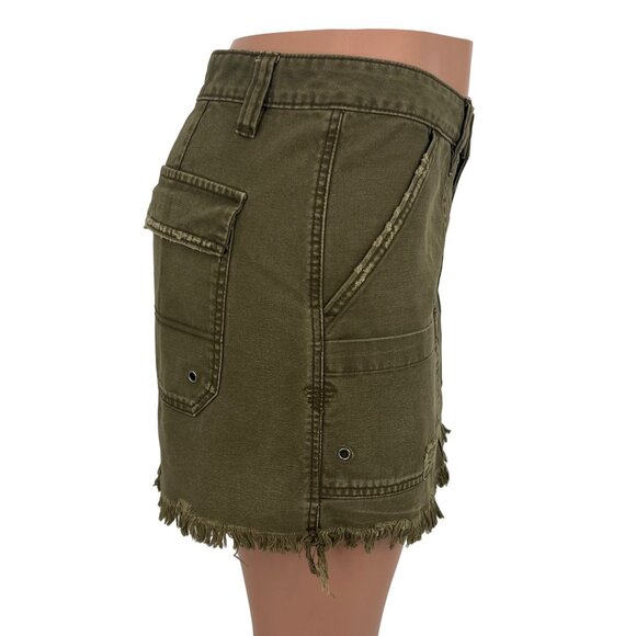 NWOT Free People Army Green Utility Mini Skirt - Gorpcore Grunge Y2K Revive Boho - Picture 9 of 16